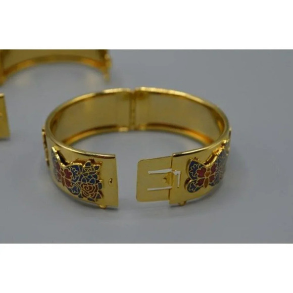 Butterfly Enamel Hinge Bracelet Set  of 3 - Picture 10 of 10